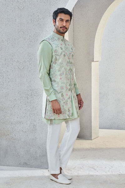 Dhruvam Nehru Jacket - Sage Green
